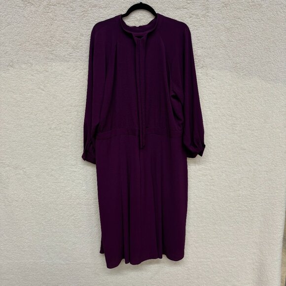 Size 20W - MAGGY LONDON Midi Long Sleeve Mock Neck Dress Lined Purple NEW no tag - Picture 7 of 10